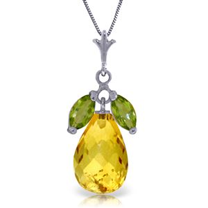 ALARRI 7.2 Carat 14K Solid White Gold Necklace Natural Peridot Citrine