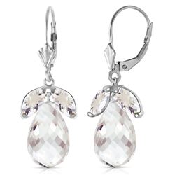 ALARRI 14.4 Carat 14K Solid White Gold Alabastair White Topaz Earrings