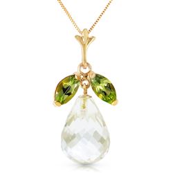 ALARRI 7.2 Carat 14K Solid Gold Necklace Natural Peridot White Topaz