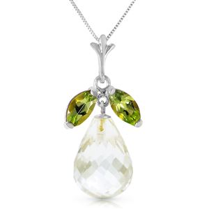 ALARRI 7.2 Carat 14K Solid White Gold Necklace Natural Peridot White Topaz