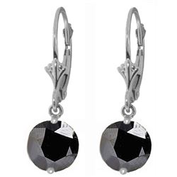 ALARRI 4.75 CTW 14K Solid White Gold Leverback Earrings Black Cubic Zirconia