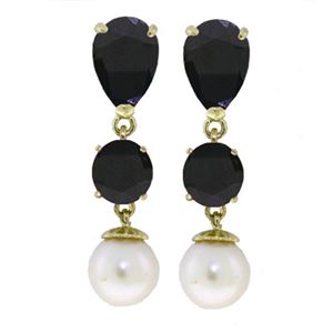 ALARRI 10.1 CTW 14K Solid Gold Chandelier Earrings Sapphire Pearl