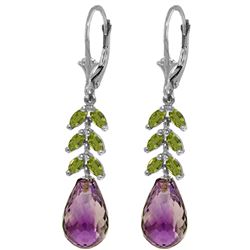 ALARRI 11.2 CTW 14K Solid White Gold In The Jungle Peridot Amethyst Earrings