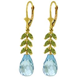 ALARRI 11.2 Carat 14K Solid Gold Momentum Blue Topaz Peridot Earrings