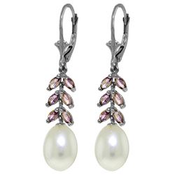 ALARRI 9.2 Carat 14K Solid White Gold Ideal Companion Amethyst Pearl Earrings