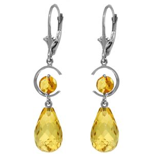 ALARRI 11 CTW 14K Solid White Gold Glass Of White Wine Citrine Earrings