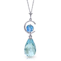 ALARRI 5.5 Carat 14K Solid White Gold Tomorrow We Live Blue Topaz Necklace