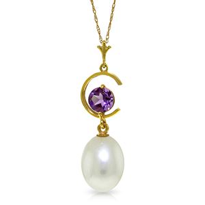 ALARRI 4.5 Carat 14K Solid Gold Lets Tango Amethyst Pearl Necklace