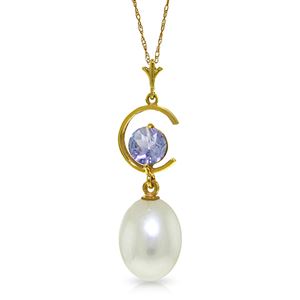 ALARRI 4.5 Carat 14K Solid Gold Necklace Natural Pearl Tanzanite