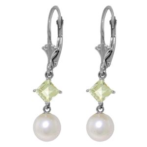 ALARRI 5 Carat 14K Solid White Gold Ayia Naturalpa Waters Aquamarine Pearl Earrings