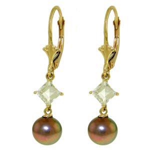 ALARRI 5 CTW 14K Solid Gold Retribution Aquamarine Pearl Earrings