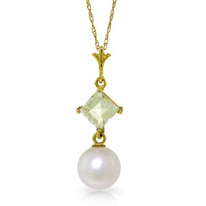 ALARRI 2.5 CTW 14K Solid Gold Pure Reputation Aquamarine Pearl Necklace