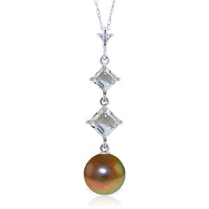 ALARRI 3.25 CTW 14K Solid White Gold One Step Aquamarine Pearl