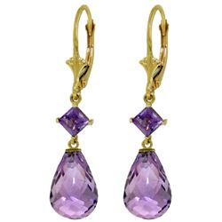 ALARRI 11 Carat 14K Solid Gold Memorable Amethystsyt Earrings