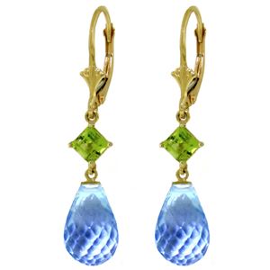 ALARRI 11 CTW 14K Solid Gold Panorama Blue Topaz Peridot Earrings