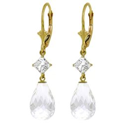 ALARRI 11 Carat 14K Solid Gold Leverback Earrings White Topaz