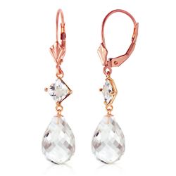 ALARRI 14K Solid Rose Gold Leverback Earrings w/ Rose Topaz