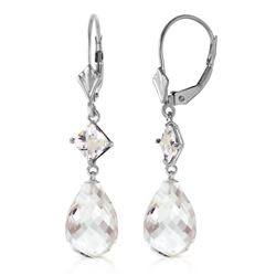 ALARRI 11 Carat 14K Solid White Gold Leverback Earrings White Topaz