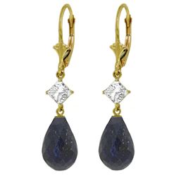 ALARRI 18.6 CTW 14K Solid Gold Leverback Earrings White Topaz Sapphire