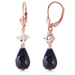 ALARRI 14K Solid Rose Gold Leverback Earrings w/ Rose Topaz & Sapphires