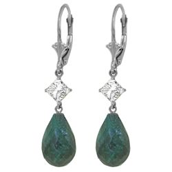 ALARRI 18.6 CTW 14K Solid White Gold Leverback Earrings White Topaz Emerald