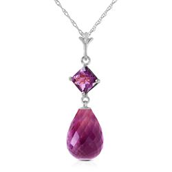 ALARRI 5.5 CTW 14K Solid White Gold Misted Petals Amethyst Necklace