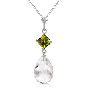 ALARRI 5.5 CTW 14K Solid White Gold Necklace Peridot White Topaz