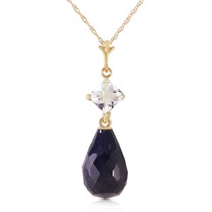 ALARRI 9.3 Carat 14K Solid Gold Necklace White Topaz Sapphire