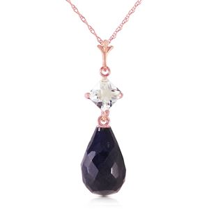 ALARRI 14K Solid Rose Gold Necklace w/ Rose Topaz & Sapphire