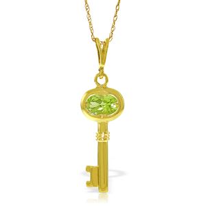 ALARRI 0.5 Carat 14K Solid Gold Key Charm Necklace Peridot