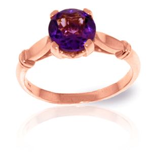 ALARRI 1.15 Carat 14K Solid Rose Gold Solitaire Ring Purple Amethyst