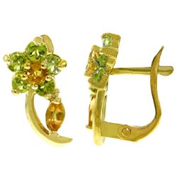 ALARRI 1.72 CTW 14K Solid Gold Flora Citrine Peridot Clip Earrings