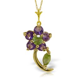 ALARRI 0.87 CTW 14K Solid Gold Flora Amethyst Peridot Necklace