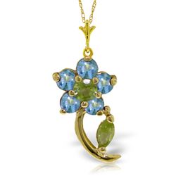 ALARRI 0.87 Carat 14K Solid Gold Flora Blue Topaz Peridot Necklace