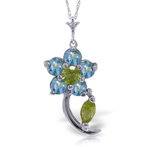 ALARRI 0.87 Carat 14K Solid White Gold Accomplishments Blue Topaz Peridot Necklace