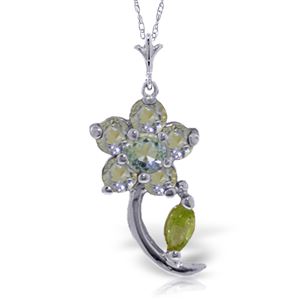 ALARRI 0.87 CTW 14K Solid White Gold Flattery Aquamarine Peridot Necklace