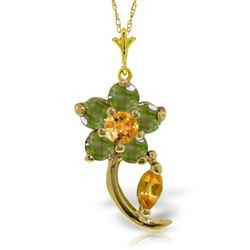 ALARRI 0.87 Carat 14K Solid Gold Flora Citrine Peridot Necklace