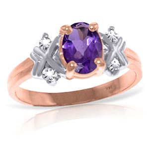 ALARRI 0.97 Carat 14K Solid Rose Gold Xo Amethyst Diamond Ring