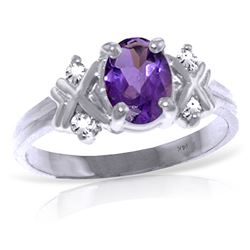 ALARRI 0.97 Carat 14K Solid White Gold I Feel Loved Amethyst Diamond Ring