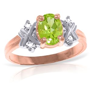 ALARRI 0.97 Carat 14K Solid Rose Gold Xo Peridot Diamond Ring