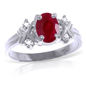 ALARRI 1.47 Carat 14K Solid White Gold Ring Diamond Ruby