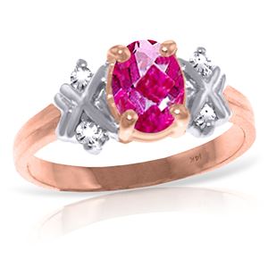 ALARRI 0.97 Carat 14K Solid Rose Gold Xo Pink Topaz Diamond Ring