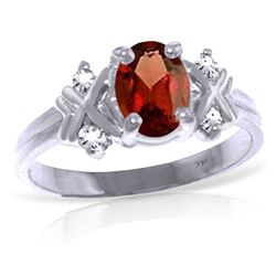 ALARRI 0.97 CTW 14K Solid White Gold Hello You Garnet Diamond Ring