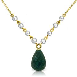 ALARRI 15.6 Carat 14K Solid Gold Necklace Diamond Emerald