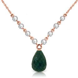 ALARRI 15.6 Carat 14K Solid Rose Gold Necklace Diamond Emerald