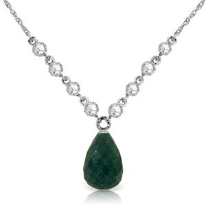 ALARRI 15.6 Carat 14K Solid White Gold Necklace Diamond Emerald