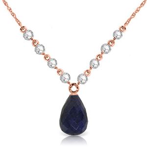 ALARRI 15.6 Carat 14K Solid Rose Gold La Buena Vida Sapphire Diamond Necklace