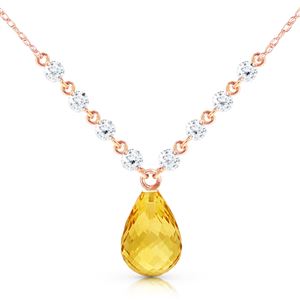 ALARRI 11.3 Carat 14K Solid Rose Gold Dispense Confidence Citrine Diamond Necklace