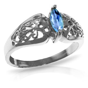 ALARRI 0.2 Carat 14K Solid White Gold You Are Splendid Blue Topaz Ring