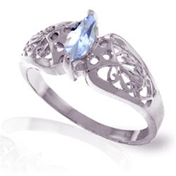 ALARRI 0.2 Carat 14K Solid White Gold Fierce Declaration Aquamarine Ring